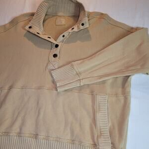 Aerie Sweatshirt Quarter Snap Cropped Size Medium Distressed Pockets Slouchy